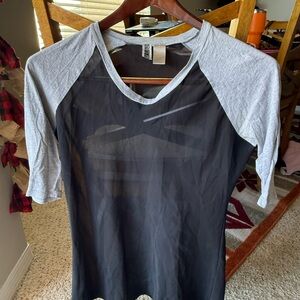 BKE Gray and Black Sheer Top